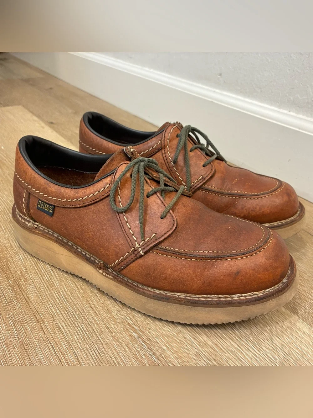 Vintage 70s Dex Brown Leather Vibram Sole Work Boots Shoes Men’s 10 M